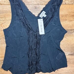 The Drop Women's Black Lace Trim Top